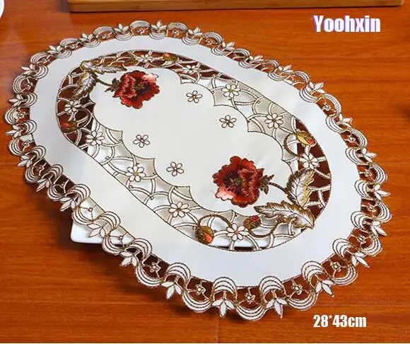 

Modern lace embroidery place table mat cloth pad cup mug drink satin doilies dining glass tea coaster Christmas placemat kitchen