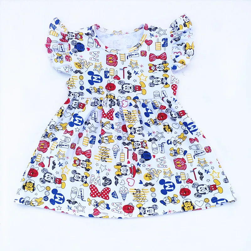 Новое Детское платье с жемчужинами и Минни Маус Красивая хлопковая одежда для девочек детское праздничное платье с героями мультфильмов на возраст от 12 месяцев до 7 лет