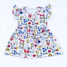 Новое Детское платье с жемчужинами и Минни Маус Красивая хлопковая одежда для девочек детское праздничное платье с героями мультфильмов на возраст от 12 месяцев до 7 лет