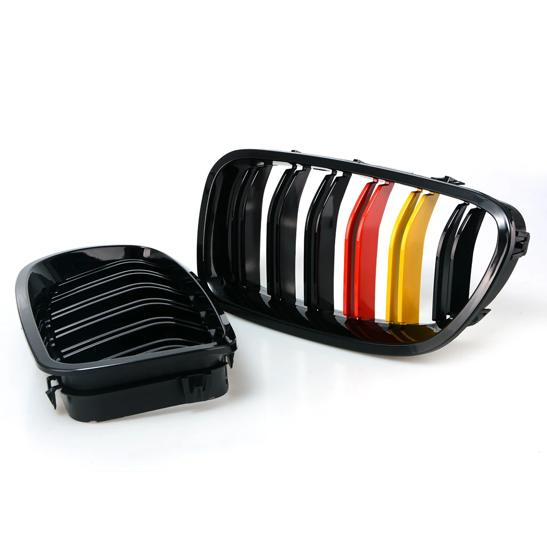 

1 Pair 3 Color Carbon Fiber 2 Line M 5 Series Gloss Black Front Grille Grill For BMW 2010-2015 F10 520i 535i 550i P8