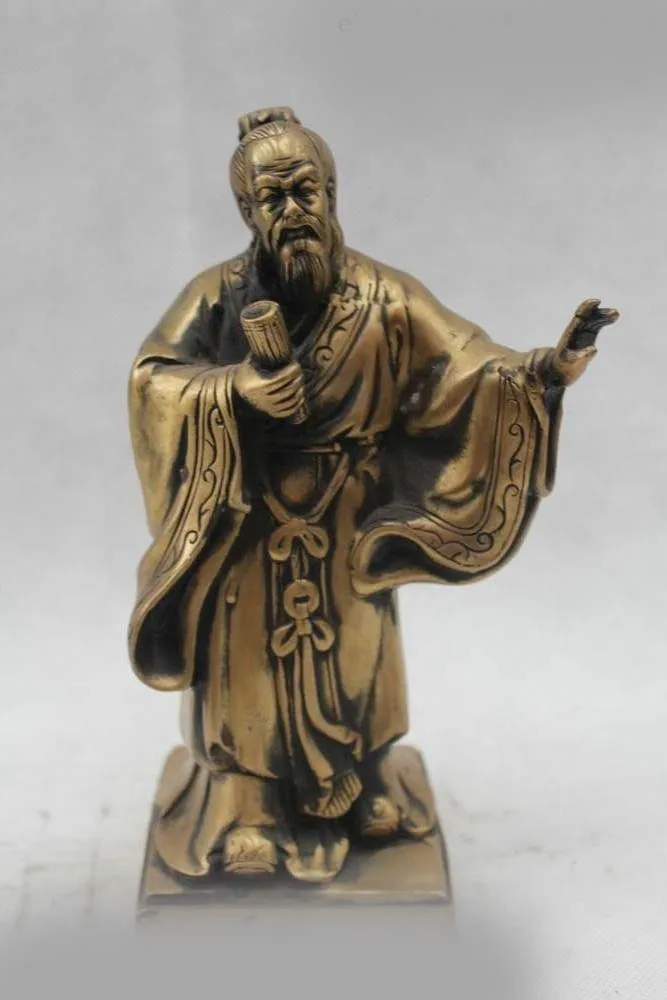 

8"Chinese Folk Pure Bronze excellent famous Thinker politician Mo-tse Statue