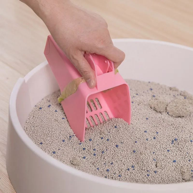 Cat Sand Cleaning Scoop with Waste Bags Useful Cat Litter Shovel Pet