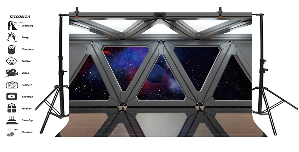 Laeacco Universe Spaceship Interior Nebula Scene Photography Backgrounds Customized Photographic Backdrops For Photo Studio
