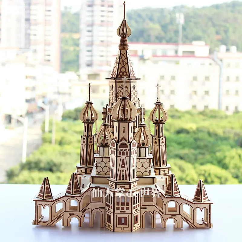 

New Hot Saint Petersburg puzzle 3D building DIY model wooden Children Adult toys handmade Puzzles toy kids children gifts