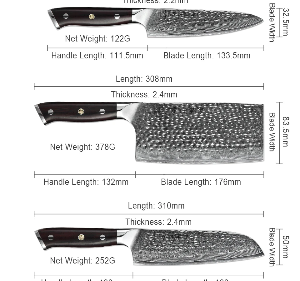 HEZHEN 4 шт. набор кухонных ножей из дамасской стали VG10 японский стиль нож из нержавеющей стали с мадагаскарской далбергией ручка