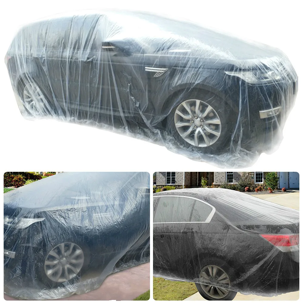 

Universal Disposable Plastic Transparent Car Full Cover Slipcover Dustproof Waterproof Anti-UV Scratchproof for Auto SUV Vehicle