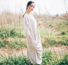 2016 Summer Dresses Plus size Linen Dress New Fashion Women Robe femme Natural Long Loose Vestidos