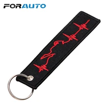FORAUTO автомобильный брелок для ключей с вышивкой, брелок для кошелька с пряжкой, брелок сердцебиение, аксессуары для интерьера, модный автомобильный стиль