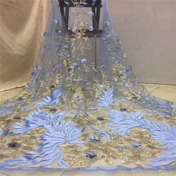 

Madison French Net Lace Fabric with sequins Latest african guipure lace fabric with embroidery For Dress