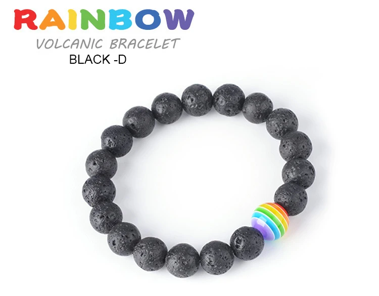 2019 Fashion Jewelry 12MM Black Volcanic Lava Stone Tiger Eye Bead Charm Bracelet for Men Women