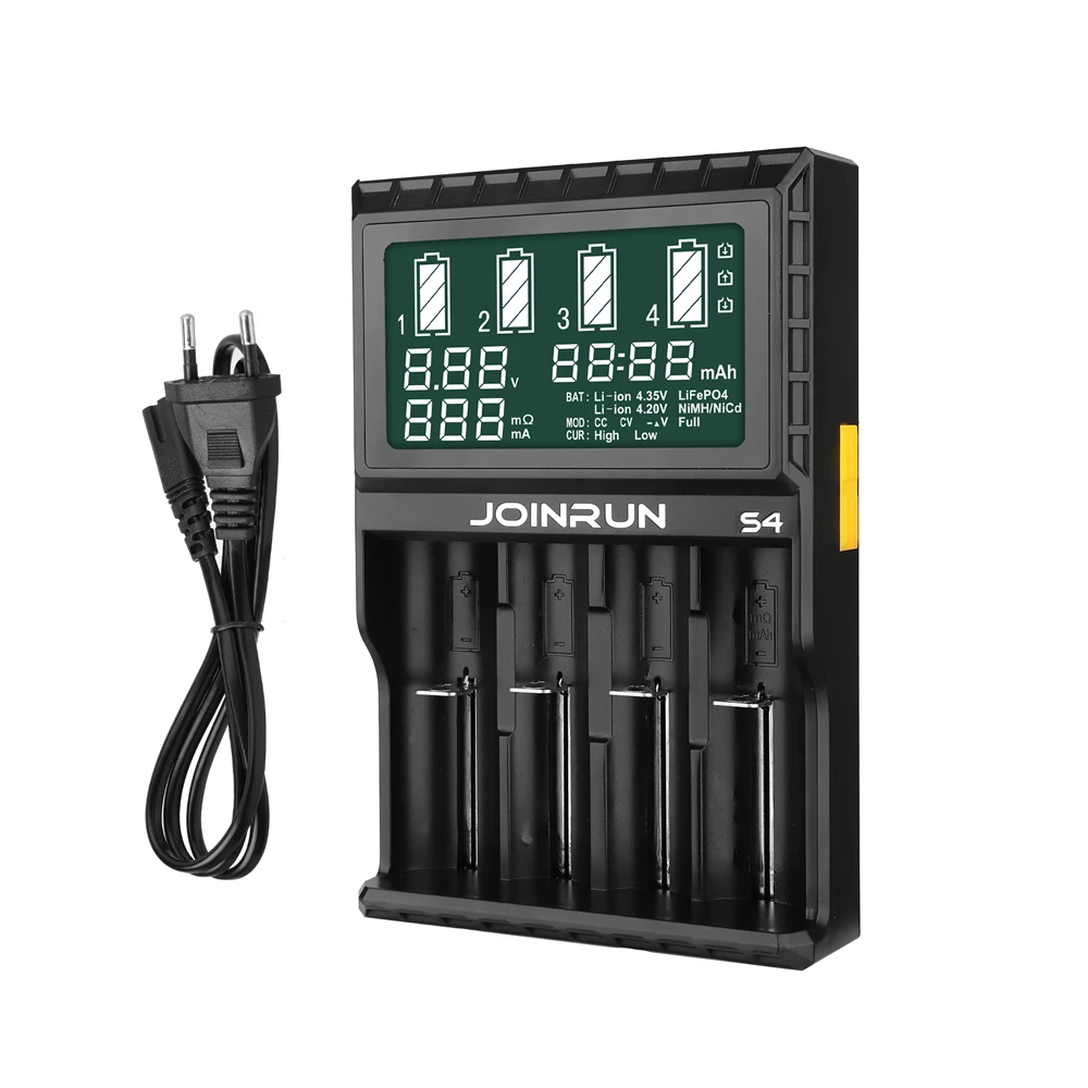 Joinrun S4 Li Ion 18650 Батарея Зарядное устройство с ЖК дисплей Экран 14500 16340 26650 AAA AA 12 В