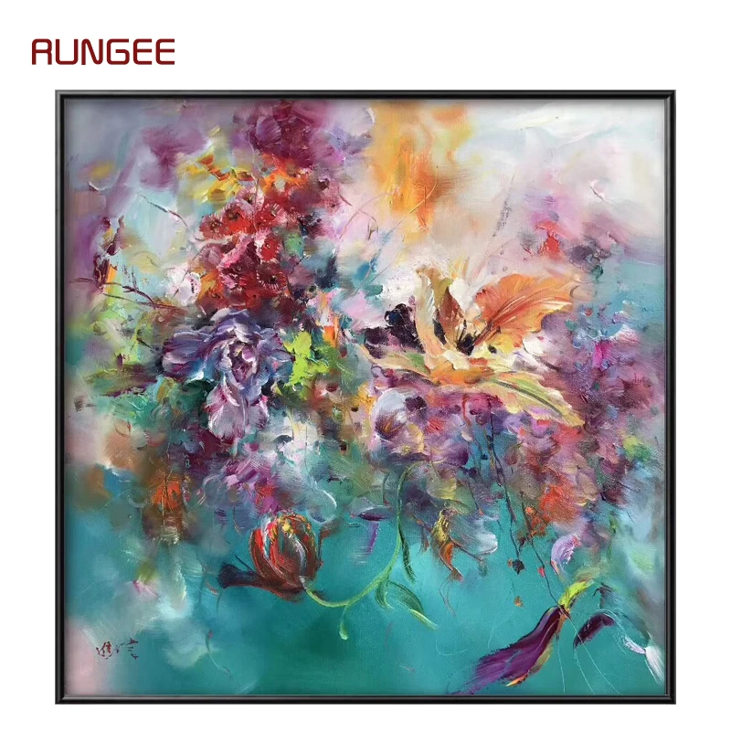 

100% Hand Painted Abstract Flowers Art Oil Painting On Canvas Wall Art Wall Adornment Pictures Painting For Live Room Home Decor