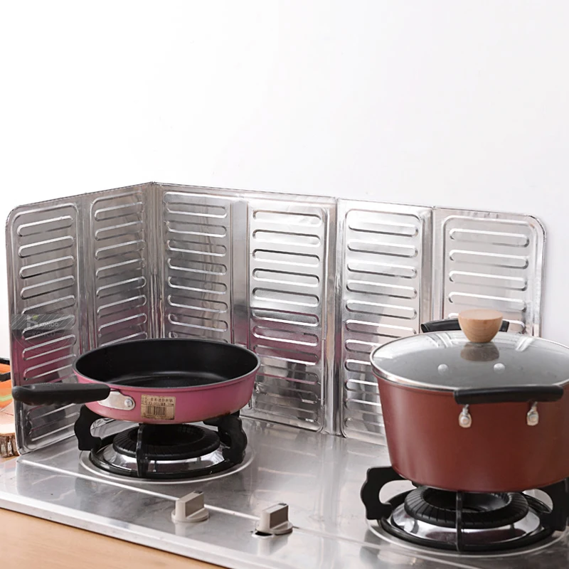 Kitchen Splatter Screen Kitchen Splash Guard Aluminum Foil Oil Baffle Foldable Splash Guard Gas Stove Shield
