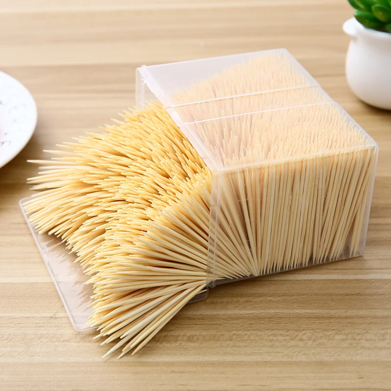 

Plastic Box Packing 3500 Pieces Disposable Toothstick Double Head Super Fine Home High-grade Restaurant Bamboo Toothpick