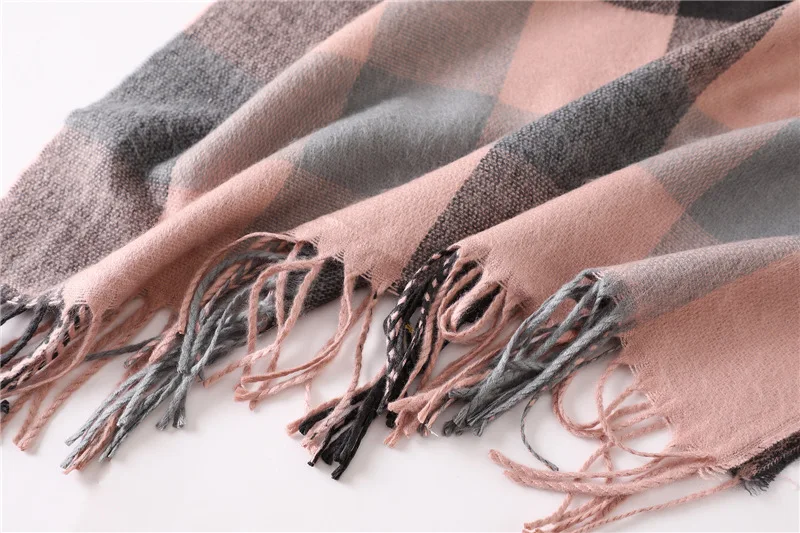 Роскошный бренд клетчатый шарф для женщин зимние кашемировые шали обертывания теплые шарфы из пашмины с кисточками унисекс шейный палантин