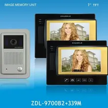 ZHUDELE дома Интерком охранника система 4-проводной 7 роскошный защитный кожаный чехол-накладка на заднюю панель с узором «цвет видео-телефон двери, ccd-камера, сенсорный экран, ночного видения, обнаружение движения, SD карты