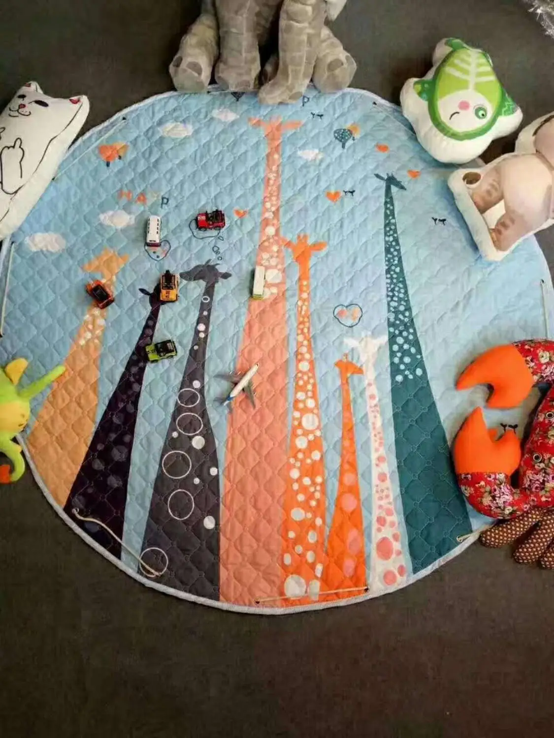 Декоративный милый детский мультяшный ковер, круглая детская комната 110, 150 см, детский игровой коврик, Портативная сумка для хранения игрушек, одеяло для пикника на открытом воздухе, Tapetes - Цвет: 150CM NO.24