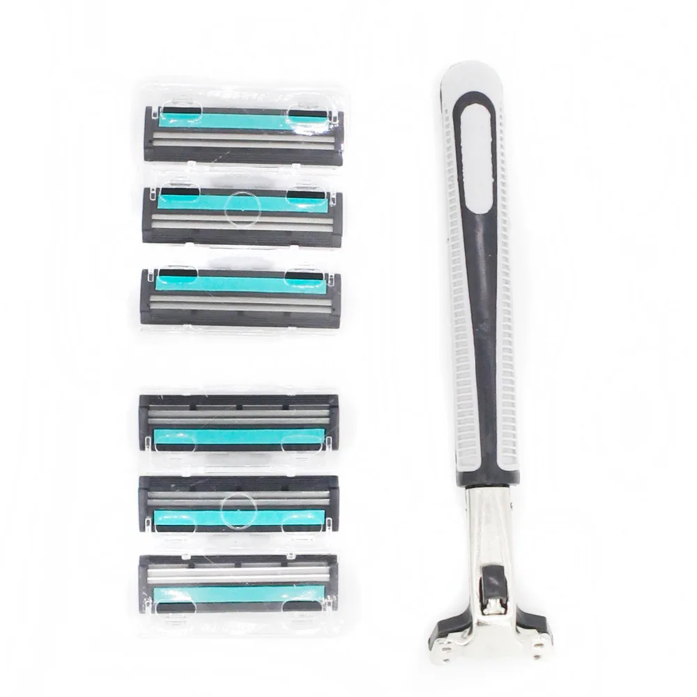 7 in 1 Safety Razor Blades 6 Pcs 2 Blades & 1 Razor Holder for Men