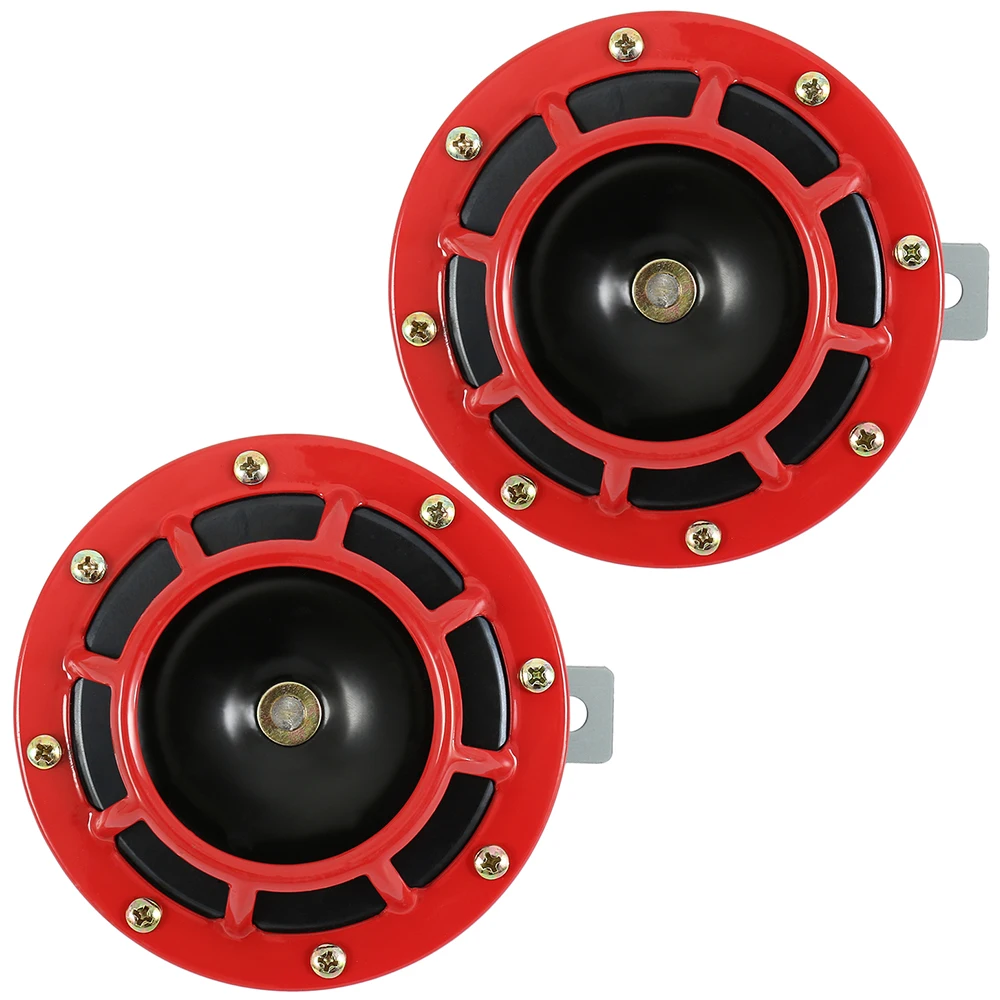 

2X Red 12V 139dB Dual Car Grille Horn Compact Super Tone Loud Blast Super Loud Electric Blast Tone Air Kit For Motorcycle Car