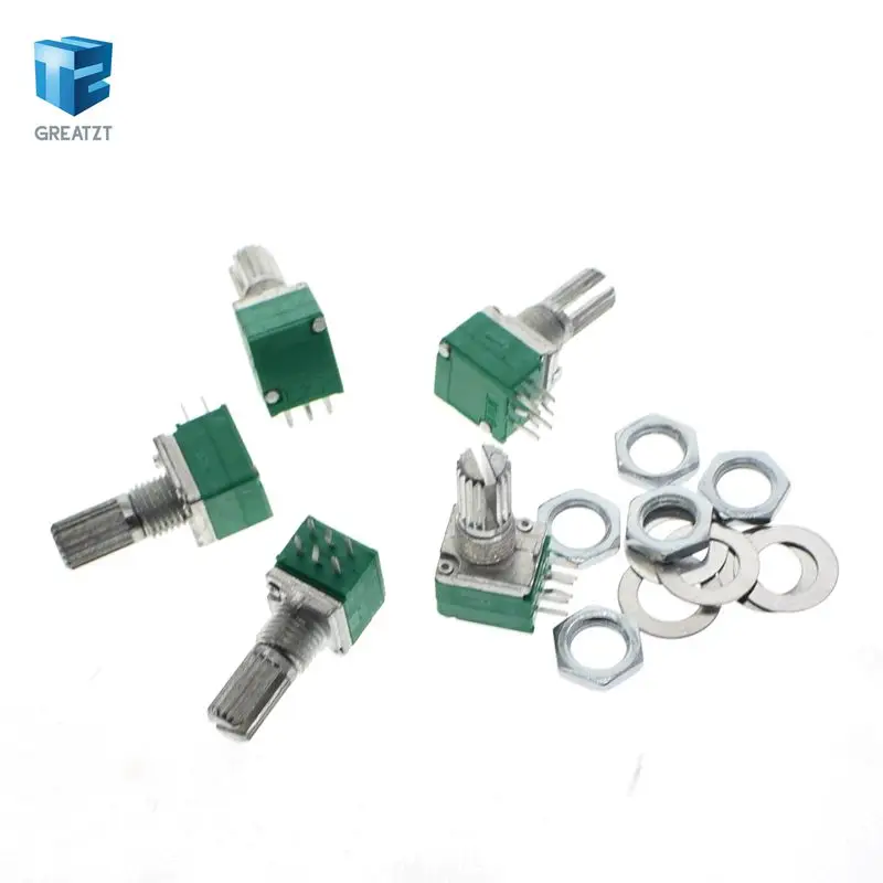 2-Pack B50K Vertical Potentiometers - 6-Pin 23mm Shaft