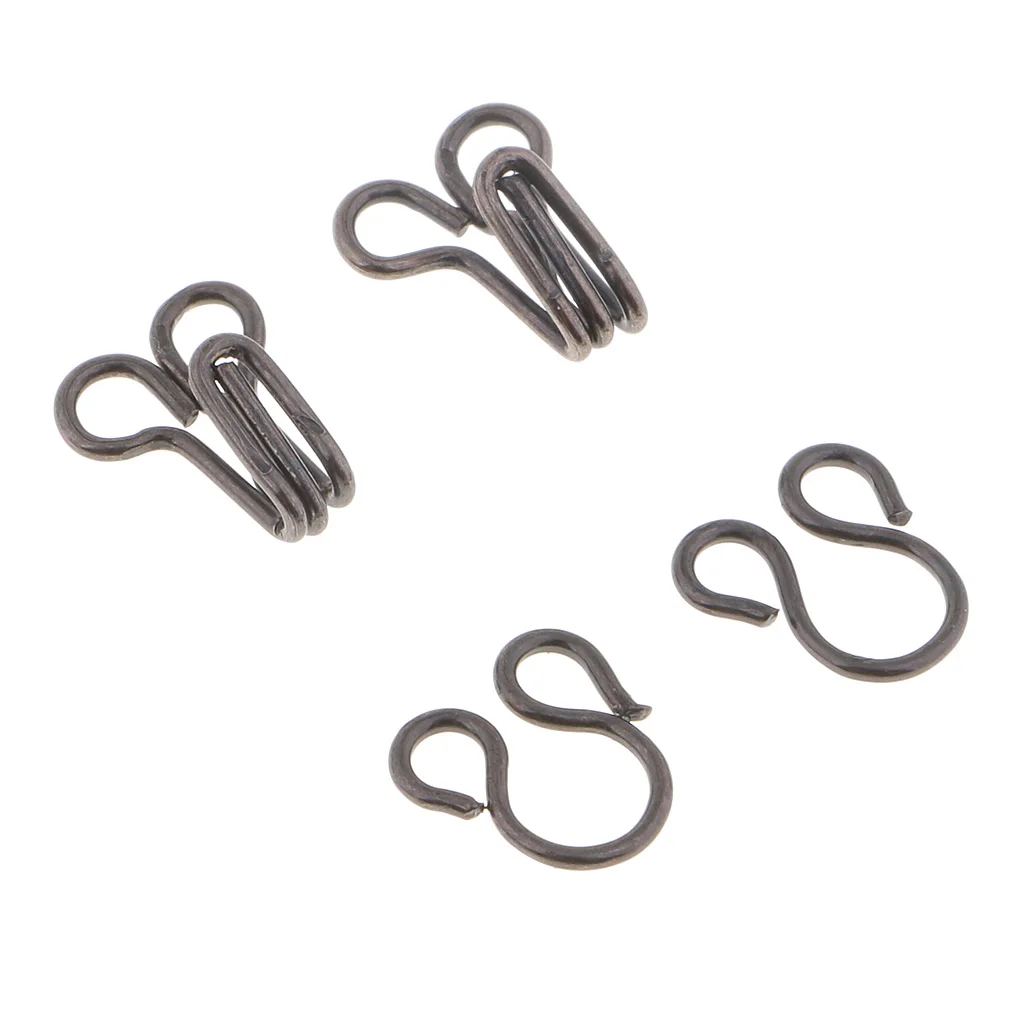 fityle 100 Sets Iron Hook and Eye Sewing Fasteners for Skirt Collar Bra Dress Sew On DIY Accessory