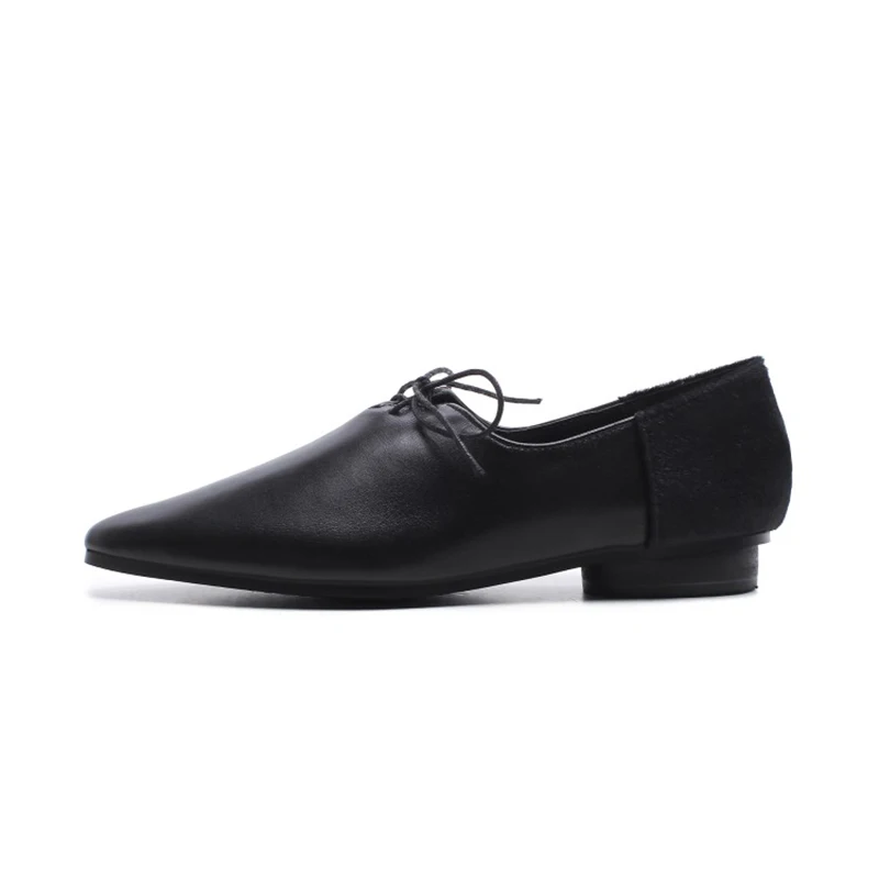 Taille Noir En Derby Cuir blanc Grande Chaussures Noir Bureau Appartements up Véritable Pointu Enmayer 43 Bout Blanc 34 Femme Dentelle Dames qZ7pEFw