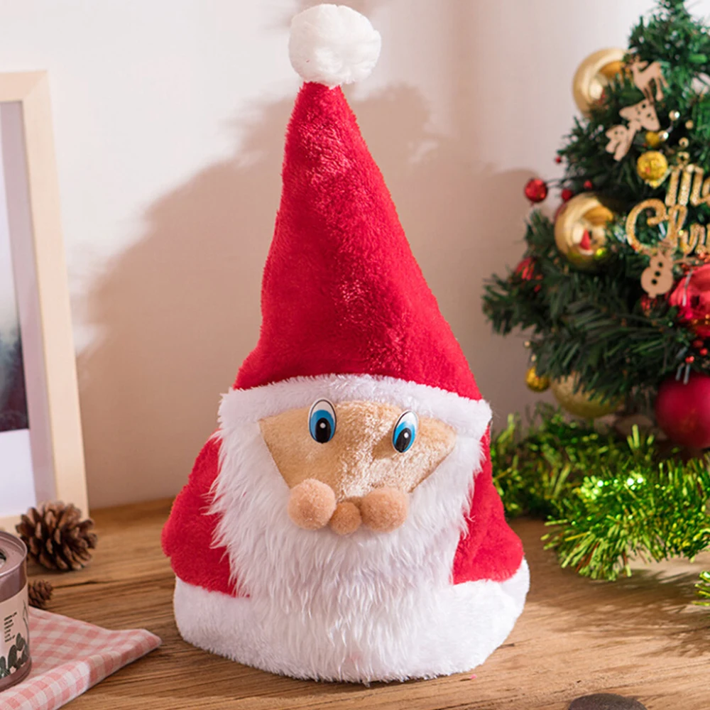 

Christmas Ornaments Red Santa Claus Old Face Plush Hat Child Adult Party Supplies Holiday Gifts for New Year Xmas Decor