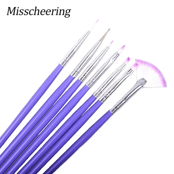 

7Pcs/Set Purple Nail Art Brush Professional Liner Drawing Dotting Painting Pen DIY UV Gel Polish Decoration Tips Manicure Tools
