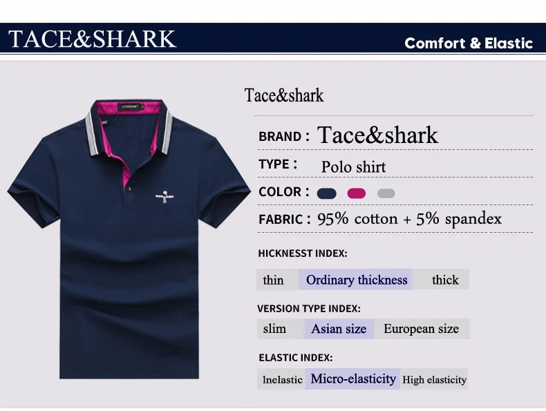 Мужская рубашка поло, Tace& shark, брендовая одежда, мужская рубашка с отворотом на молнии, вышитая хлопковая рубашка поло, европейский и американский стиль, billionaire