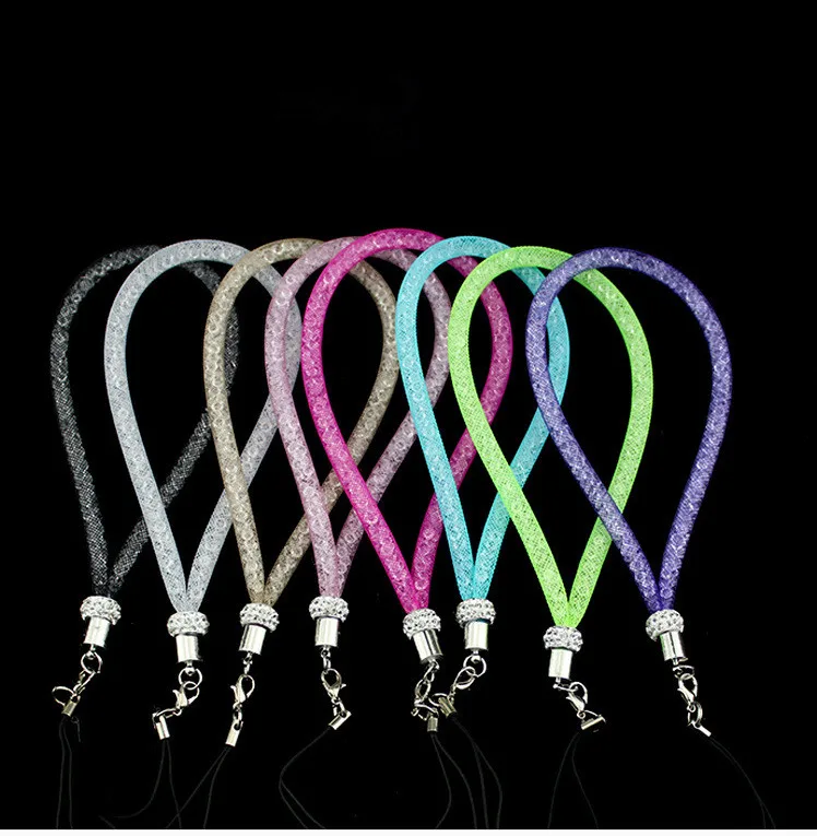 

Bling Rhinestone Diamond Phone Lanyard Straps Fashion Shiny Colorful Short Hand Mobile Chain
