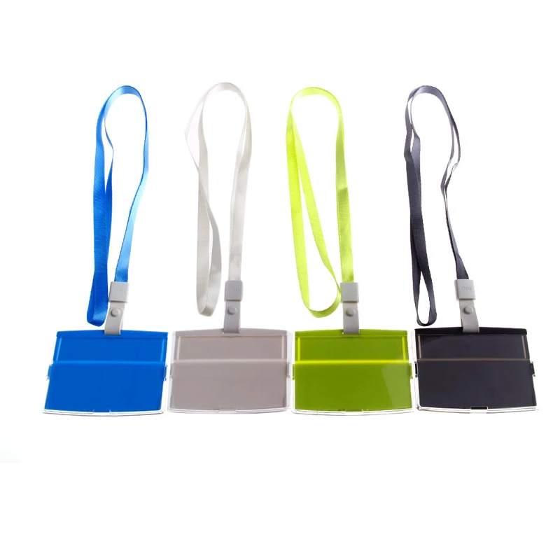 

1 Pc High Quality ID Card Holder&Lanyard Cross Style Transverse Clear Plastic ID Name Card Holder Work Badge Lanyard