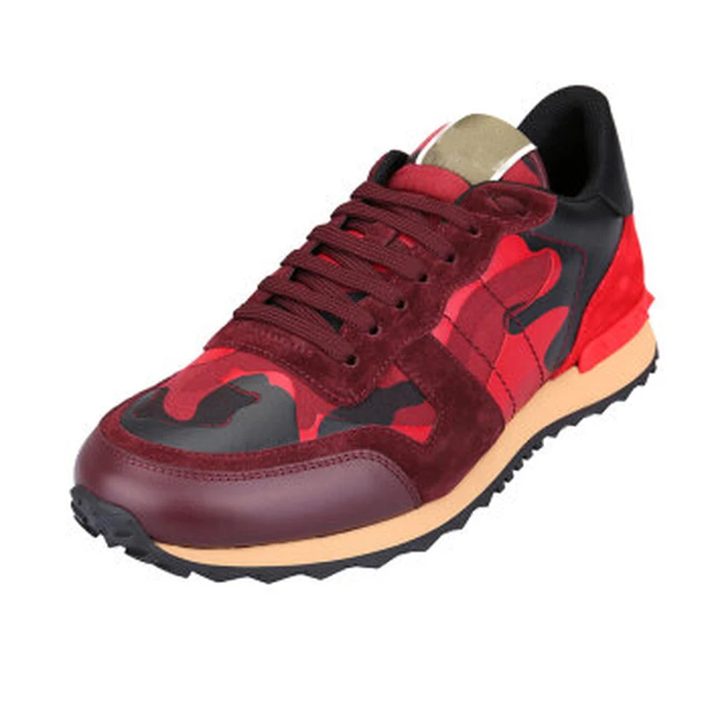 

Top Quality Genuine Leather Red Camouflage Rivet Shoes Men and Women Leisure Shoes Sneaker Luxury Shoes Women Designers