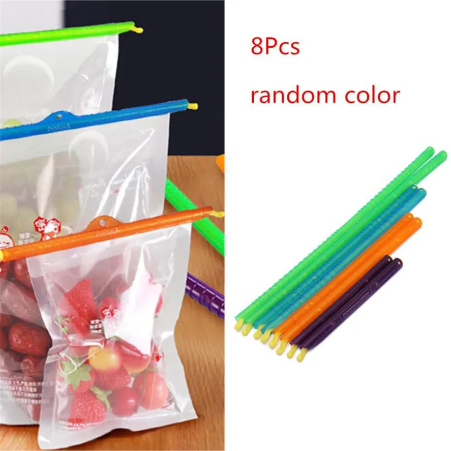 New Kitchen Food Storage Bag Clips 8Pcs Seal Stick Storage Chip Bag