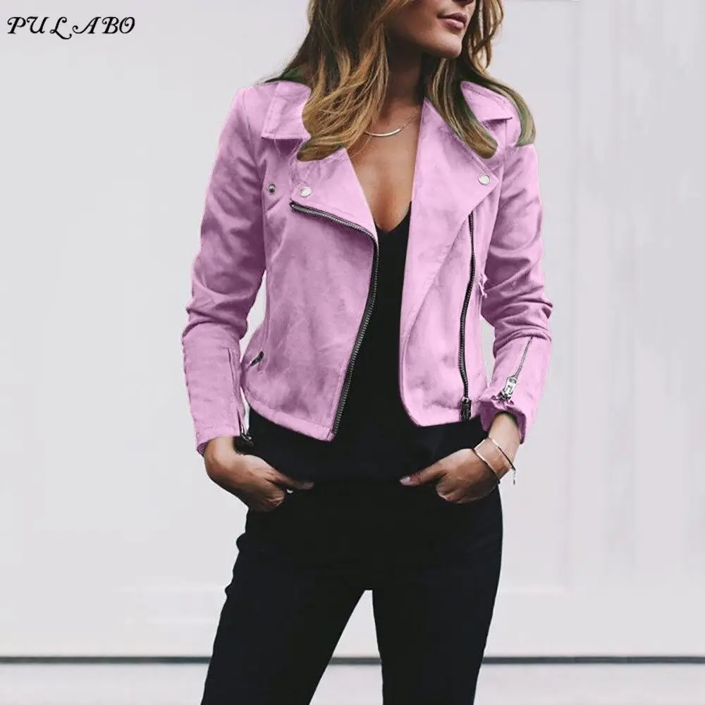 Women's Moto Suede Faux Leather Aviator Jacket Black Short Sheepskin Bomber Female Coat Add Shrug Plus Size 5XL Biker Jackets