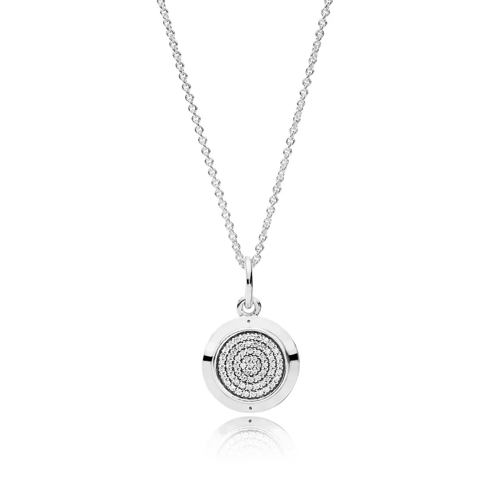 

Authentic 925 Sterling Silver Original Signature Europe Pendant Necklace With Clear CZ For Women Charm Gift DIY Jewelry