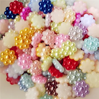 

50pcs/pack Mix Color mini flower Shape Imitation Half Round Pearl Flatback Beads for Scrapbook DIY Decoration 10mm