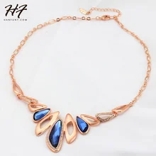 Calidad superior de Lujo Azul de Cristal Colgante Chapado En Oro de Joyería Del Partido Del Collar de Cristal Austriaco Al Por Mayor N571 N572
