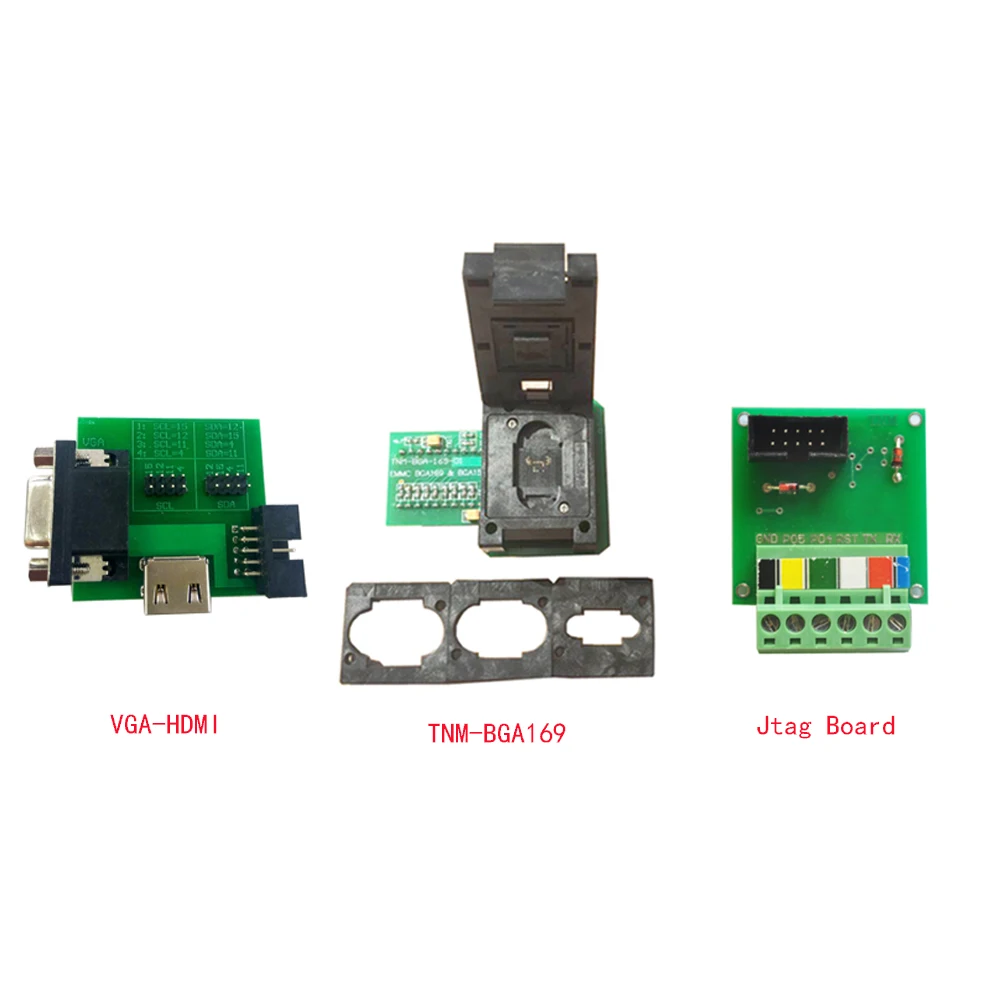 eMMC Nand Flash TNM-BGA169-01+VGA/HDMI to ISP adapter+Jtag BoardTNM5000 support all emmc by auto de