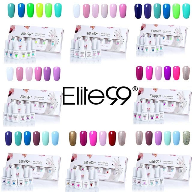 Elite99 6PCS Farben Nagel Gel Polish Lack Mit Geschenk Box Nail art Set Semi Permanent Emaille Nagellack Maniküre lack 8ML