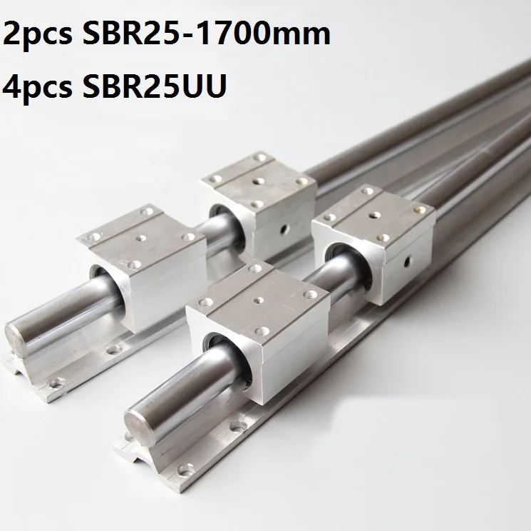 

2pcs SBR25 25mm 1700mm Support Linear Guide Rail + 4pcs SBR25UU Linear Bearing Sliding blocks CNC Router