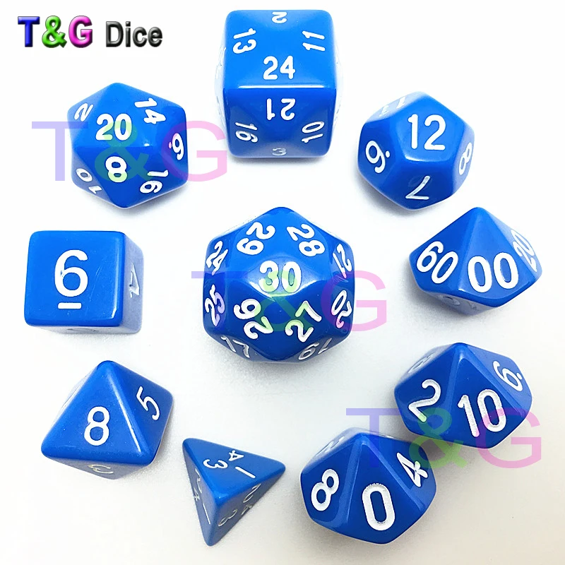 Новый набор игральных костей в 8 цветах d4 d6 d8 3xd10 d12 d20 d24 d30 10 шт. для ролевых игр