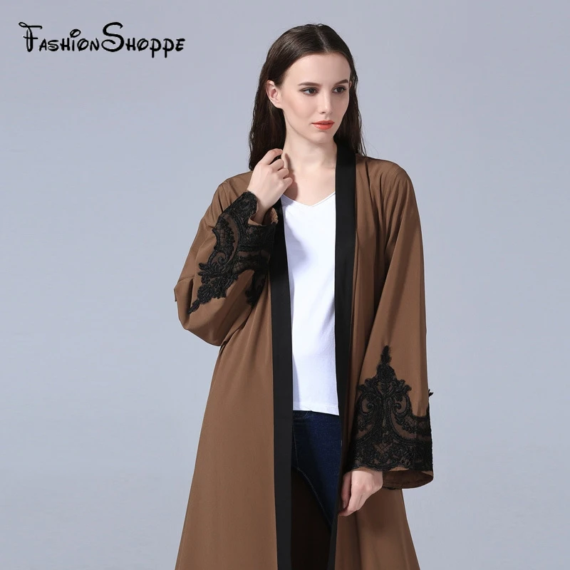 Мусульманское арабское Открытое платье кружевной кардиган Jubah длинный халат