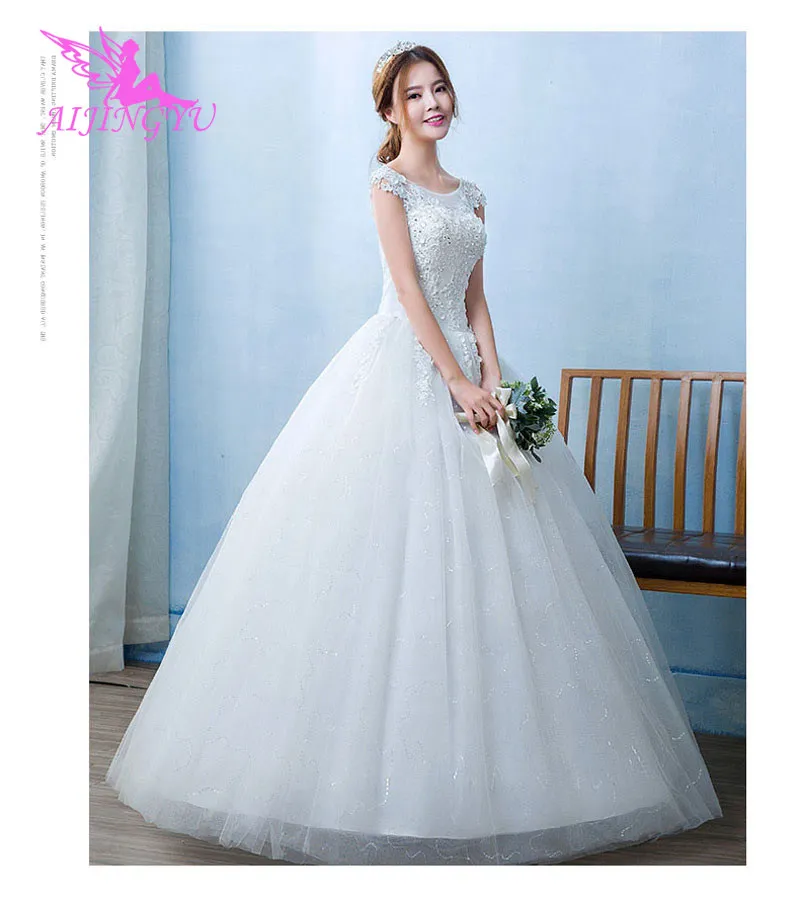 AIJINGYU размера плюс Дешевое бальное платье со шнуровкой сзади вечерние свадебные платья свадебное платье WU110