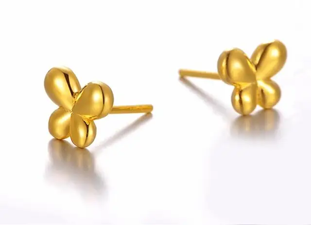 Authentic Solid 24k Yellow Gold Stud Earrings Erfly Authentic Solid 24k Yellow Gold Stud Earrings Erfly 1 16g