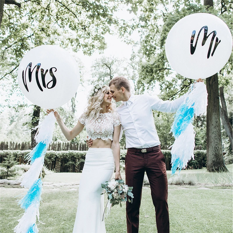 

1Pc 36inch Giant White Mr Mrs Thick Latex Balloons Helium Inflatable Ball Valentine Party Wedding Decoration Balloon