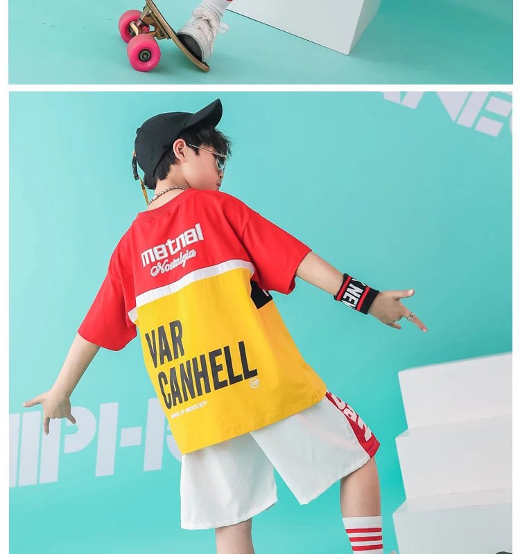 Summer 2019 baby Boys clothing set hip hop t shirt kids kids dance costumes toddler boy summer clothes children's summer set (3)