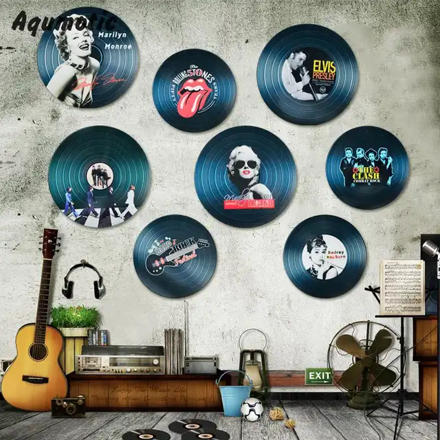 Aqumotic Wood Vinyl Record Wall Sticker Record Decorations Model