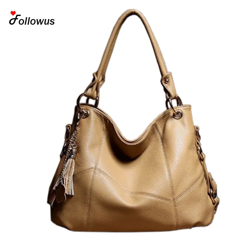 2016 Hot European American Style Fashion Fancy Women Oil Wax Leather Messenger Bag Hobo Tassel Tote