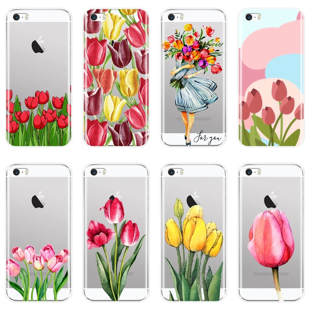 Задняя крышка для iPhone 5 5C силиконовый мягкий симпатичный чехол SE 4 с цветком