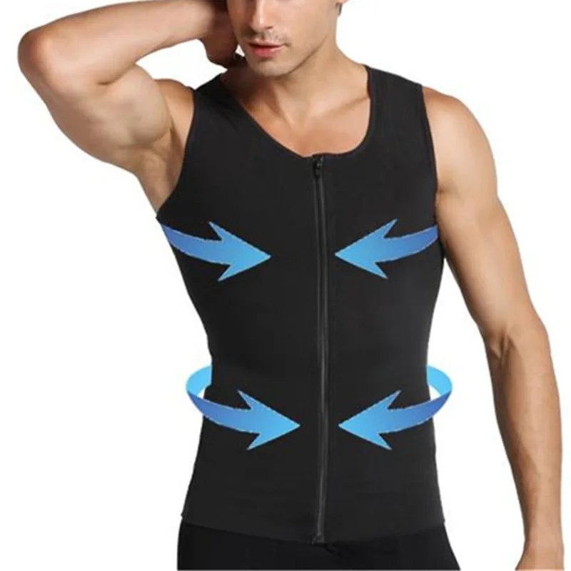 New Abdomen Slimming Waist Trimmer Zipper Tank Top Chest Shaper Men